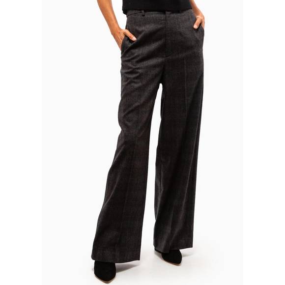 NEW NILI LOTAN johan pant plaid in charcoal plaid